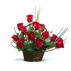Basket with 12 Roses  You choose the color
