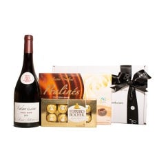 Elegant Gift with Red Wine and Chocolate