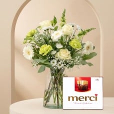 Bouquet Valuable White | Merci chocolate 250g