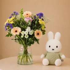 Boeket Pastel & Nijntje knuffel groen