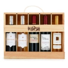 Wooden box of 5 half-bottles of Bordeaux and South-West wines