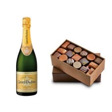 Assortment of chocolates and Champagne Canard Duchne Brut in half-bottle