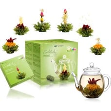 Teapot and Abloom Green Tea Flowers Gift Set