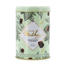 Fancy popping candy truffles in green pastel tin