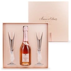 Deutz Cuvee Amour Rose Champagne in a gift box with 2 flutes