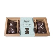 Case of 4 marshmallow bears coated in dark chocolate and coconut (100g box)