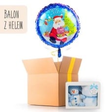Snowman with a blanket and a balloon for a boy