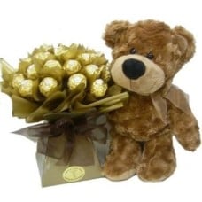 Teddy with chocolates bouquet