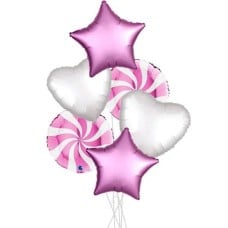 Candy Pink Spiral Party Mix Bouquets (3x Bunch of 6 Balloons (18 Balloons))