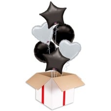 Black and Silver Party Bouquets (2x Bunch of 6 Balloons (12 Balloons))