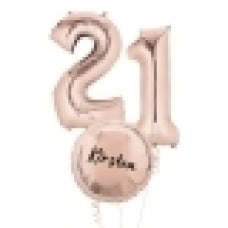 Large Rose Gold Shape Balloon No 1 (3 Balloons Gift Boxed)
