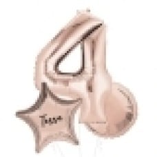 Large Rose Gold Shape Balloon No 5 (3 Balloons Gift Boxed)
