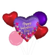 Satin Hearts and Arrows Foil Balloon (3 Balloons Gift Boxed)