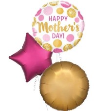 Mother's Day Pink & Gold Dots Balloon (3 Balloons Gift Boxed)