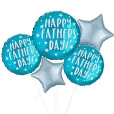 Happy Fathers Day Teal Foil Balloon (4 Balloons Gift Boxed)