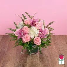 Beretania's Olivia Bouquet (Bubblegum Rose & Pink Cymbidium) [Hue Varies]