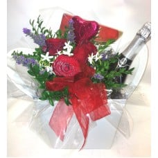 Box with Wine, Chocolates and Flowers