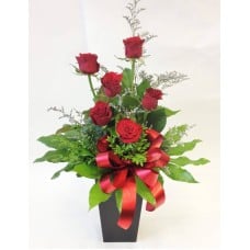 6 Red Roses in Waterbox