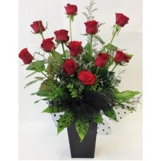 12 Red Roses In A Water Box