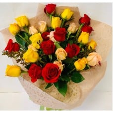 30 Mixed Colour Rose Bouquet (Small)
