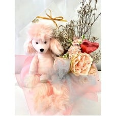 Pink Poodle in a Hat Box