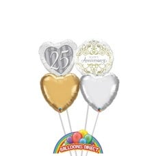 Happy 25th Anniversary 4 Balloon Bouquet