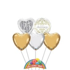 Happy 25th Anniversary 5 Balloon Bouquet