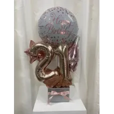 Rose Gold 21st Birthday Champagne Balloon Gift Box