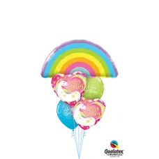 Pastel Rainbow Unicorn Happy Birthday Balloon Bouquet