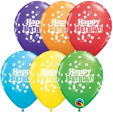 5 x Happy Birthday Confetti Latex Balloons