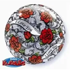 I Love You Roses Filigree Bubble Balloon