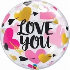 Love you Struck Hearts Bubble Balloon