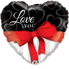 Love You Heart Satin Ribbon Balloon (90cm)