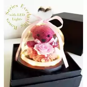 Bear and Eternity Preserved Rose with LED Bear and Eternity Preserved Rose with LED