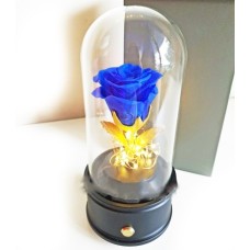 Everlasting Blue Rose Glass Dome with Bluetooth Speaker & LED Lights