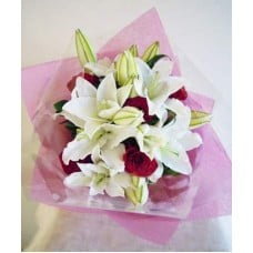 Red Roses and White Lilies Bouquet