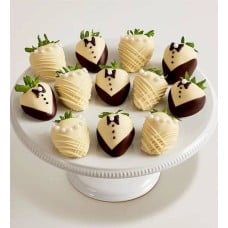 Bride and Groom Design Belgian Chocolate Covered Strawberries