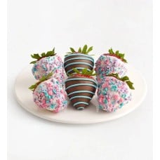 Chocolate Dipped Berries with Cotton Candy Topping (Half Dozen)