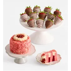 Strawberry Shortcake with Gourmet Drizzled Strawberries (4" Cake with 6ct Gourmet Drizzled Strawberries)