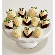 Bride and Groom Design Belgian Chocolate Covered Strawberries
