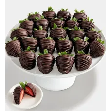 Artisan Belgian All Dark Chocolate Strawberries (Half Dozen)