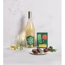 Holiday Wine Glass Set with White Wine
