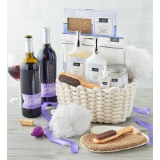 Denarii Lavender Spa Gift Basket with Wine