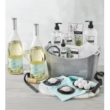 White Tea Spa Basket with Wine