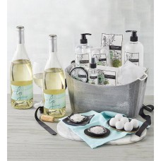 White Tea Spa Basket with Wine