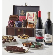 Chest of Chocolates with Wine - 2 Bottles