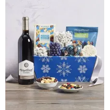 Festive Gift Basket with Wine