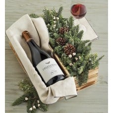 Evergreen Centerpiece and Wine