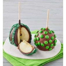 Belgian Chocolate-Dipped Caramel Apples - Green Decorations