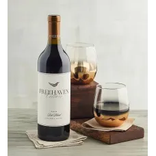 Amber Wine Glasses with Red Wine